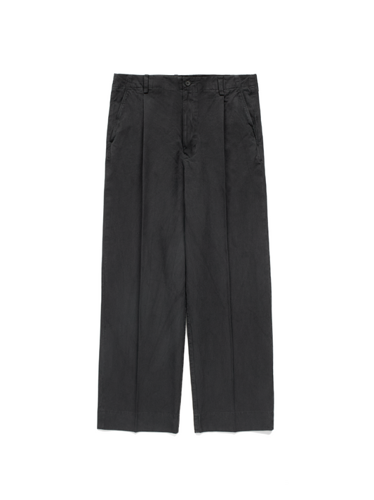 GARMENT DYED FINX COTTON DUCK SLACKS｜FADED BLACK