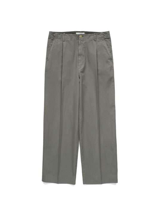 GARMENT DYED FINX COTTON DUCK SLACKS｜STEEL