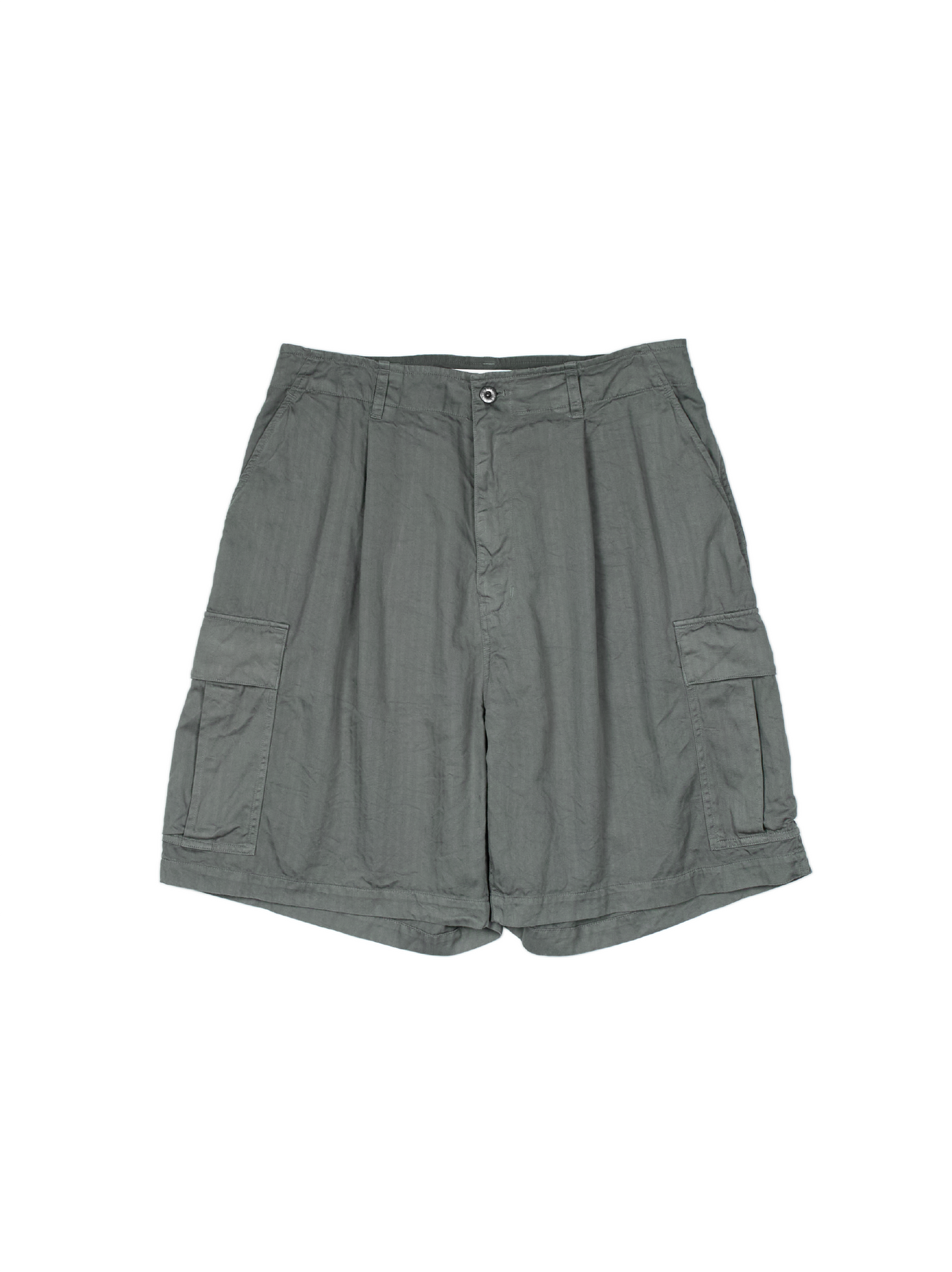 GARMENT DYED FINX COTTON HBT CARGO SHORTS｜FOG KHAKI