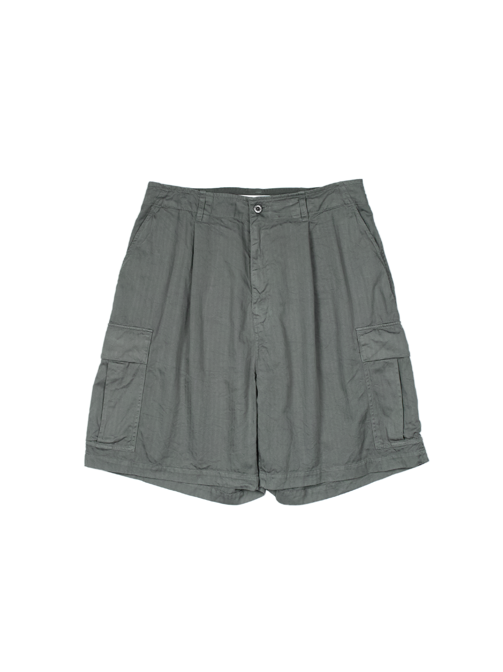 GARMENT DYED FINX COTTON HBT CARGO SHORTS｜FOG KHAKI – Cornier