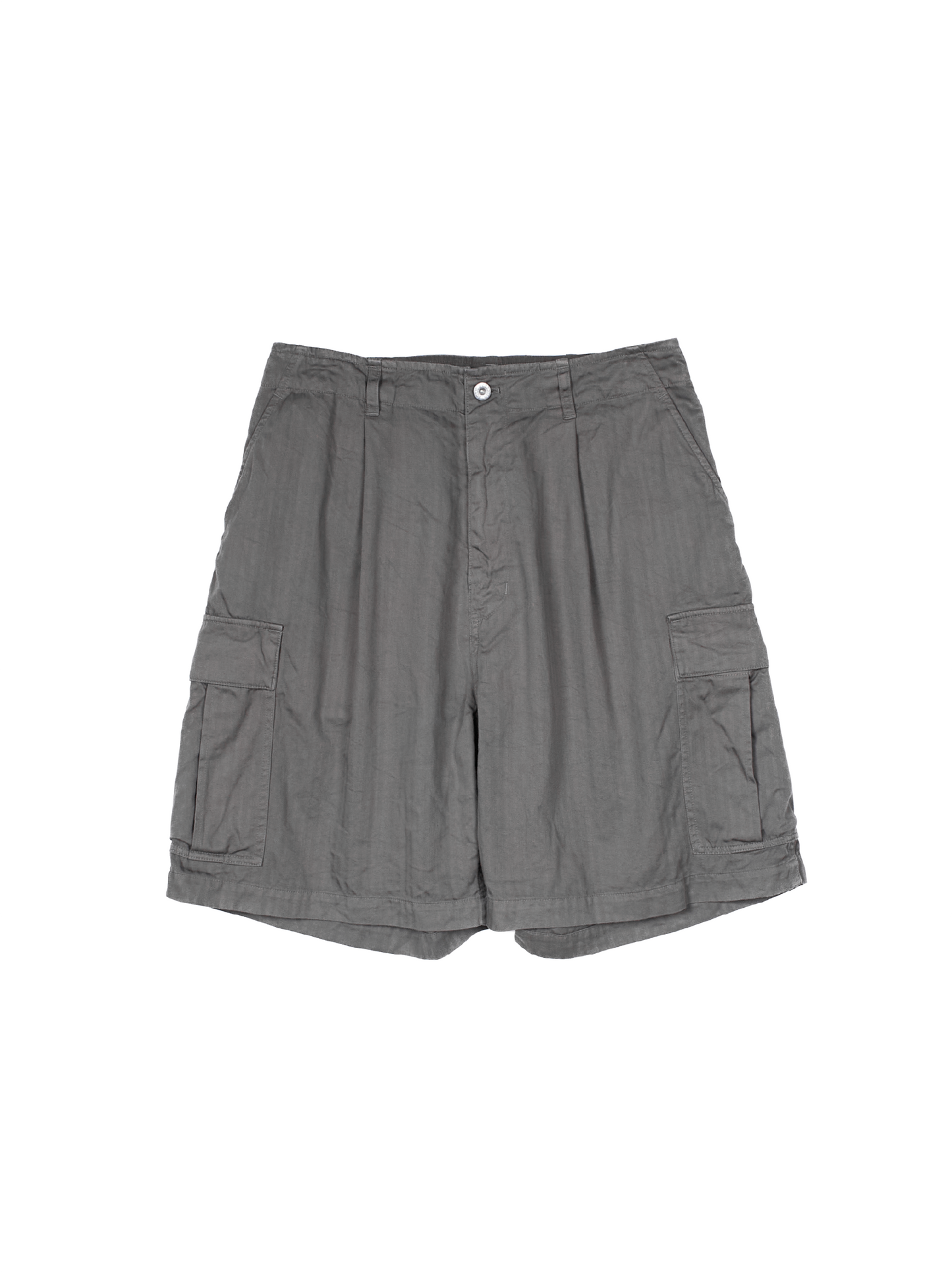 GARMENT DYED FINX COTTON HBT CARGO SHORTS｜GREIGE