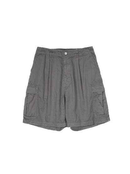 GARMENT DYED FINX COTTON HBT CARGO SHORTS｜GREIGE
