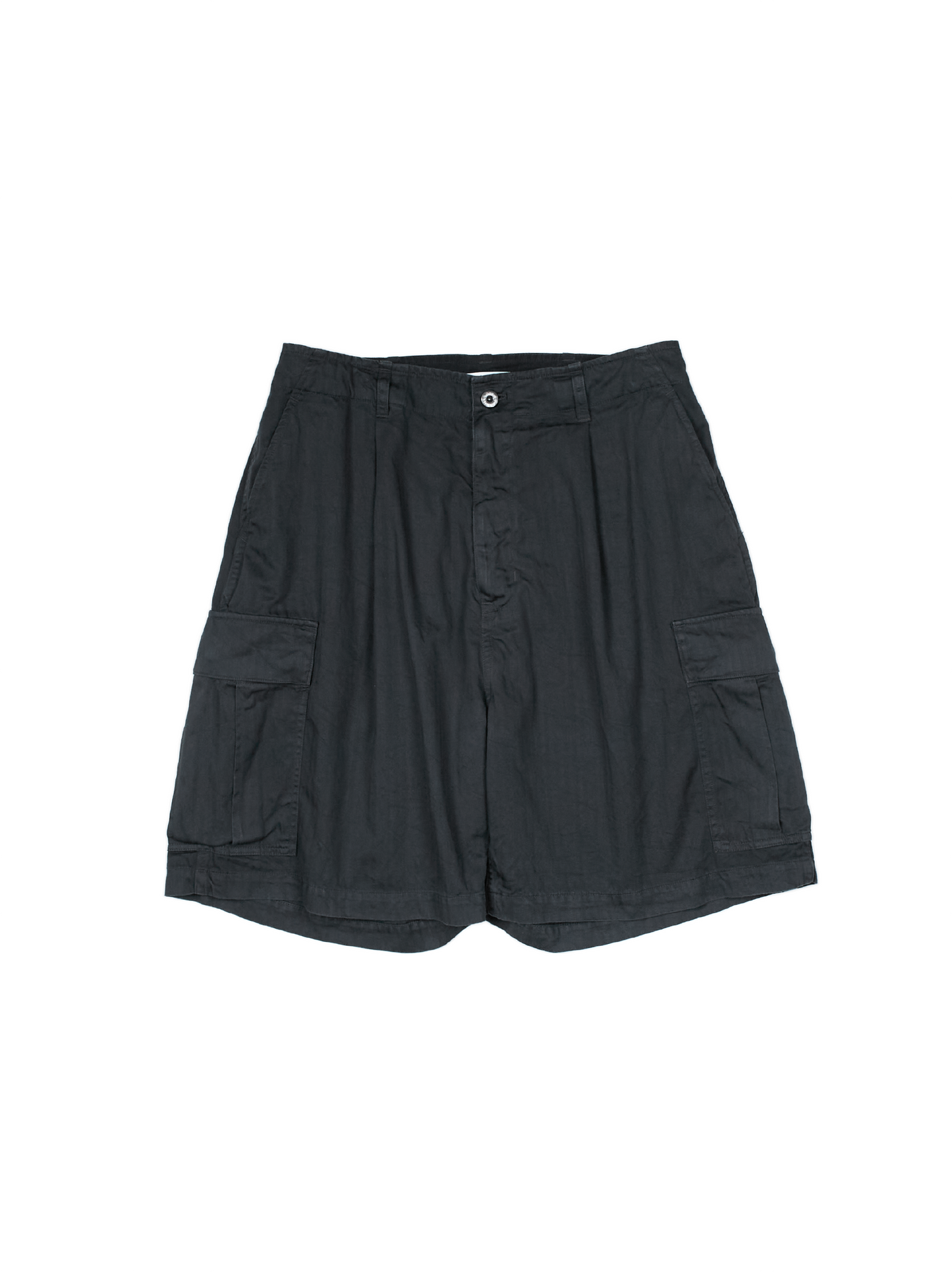 GARMENT DYED FINX COTTON HBT CARGO SHORTS｜INK BLACK