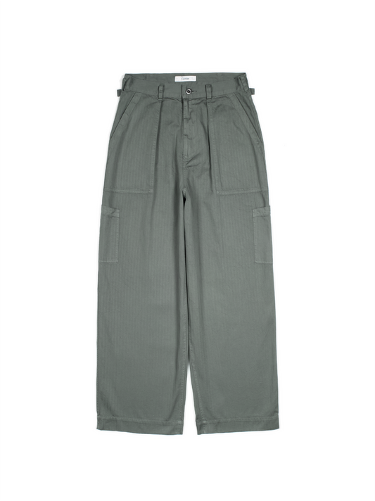 GARMENT DYED FINX COTTON HBT MECHANIC PANTS｜FOG KHAKI