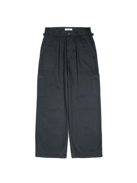 GARMENT DYED FINX COTTON HBT MECHANIC PANTS｜INK BLACK
