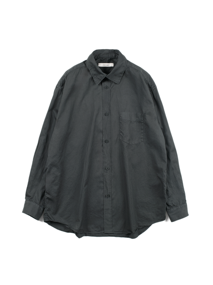 GARMENT DYED FINX COTTON TWILL BIG SHIRTS｜INK BLACK