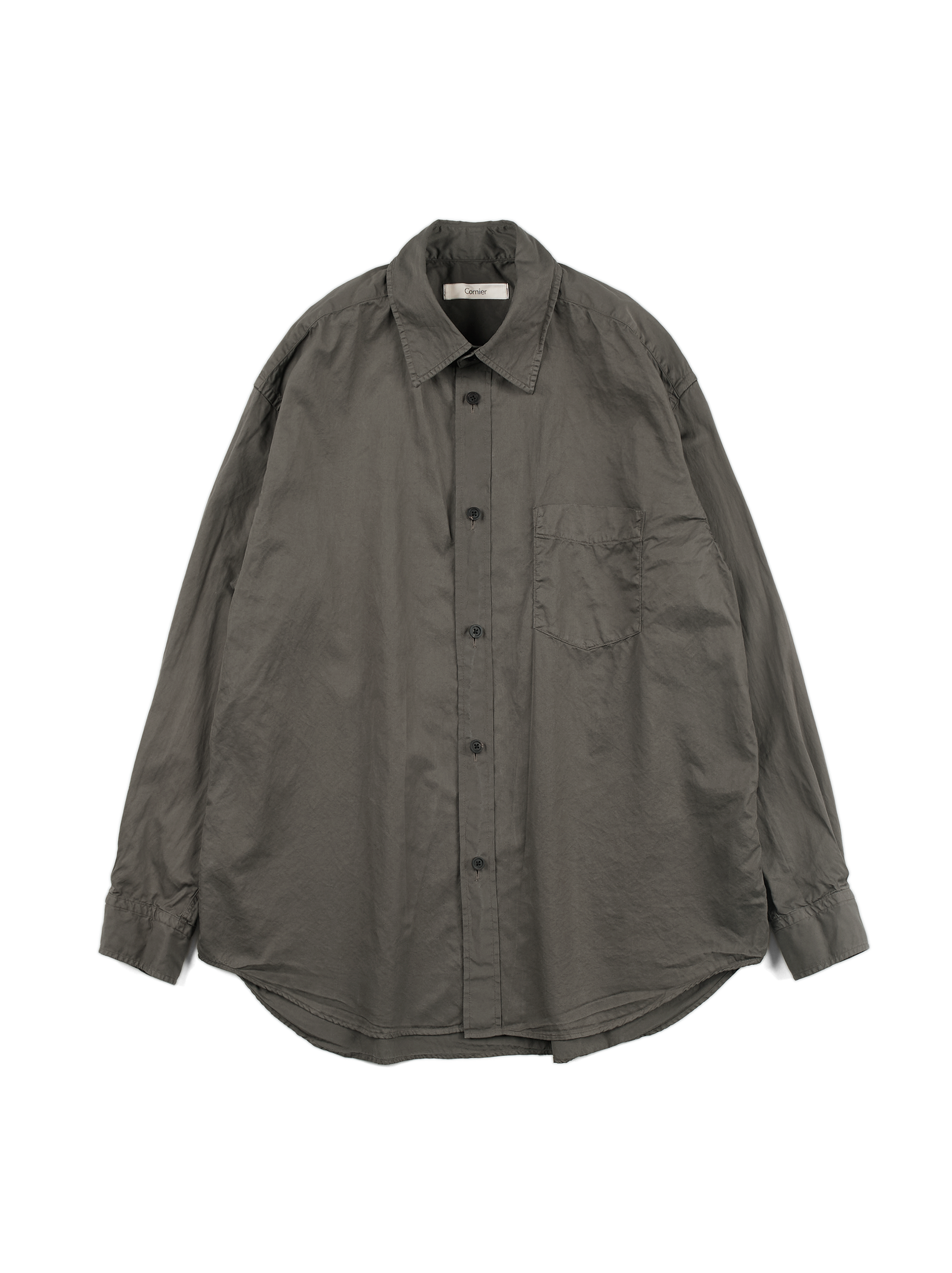 GARMENT DYED FINX COTTON TWILL BIG SHIRTS｜SMOKY BROWN – Cornier