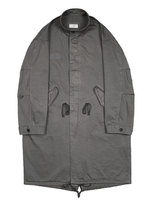 GARMENT DYED FINX/ZIMBABWE COTTON M-65 FISHTAIL COAT｜GRAY