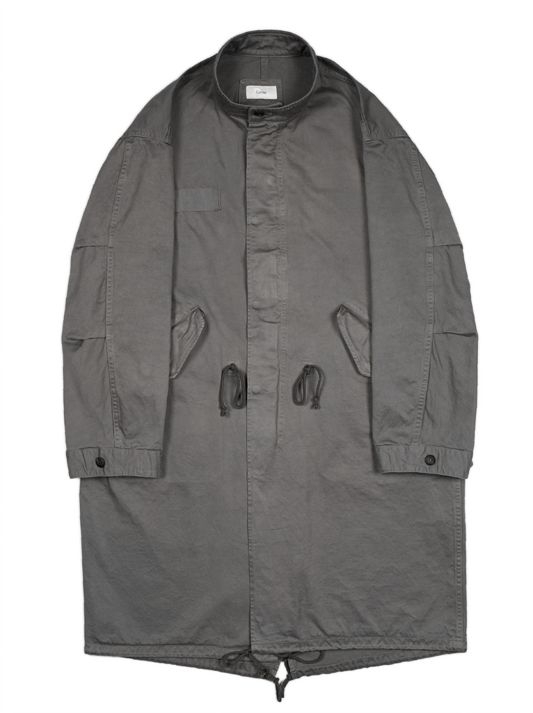 GARMENT DYED FINX/ZIMBABWE COTTON M-65 FISHTAIL COAT｜GRAY
