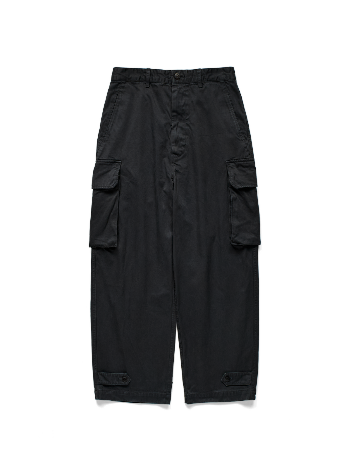 GARMENT DYED FINX/ZIMBABWE COTTON TWILL M-47 CARGO PANTS｜BLACK