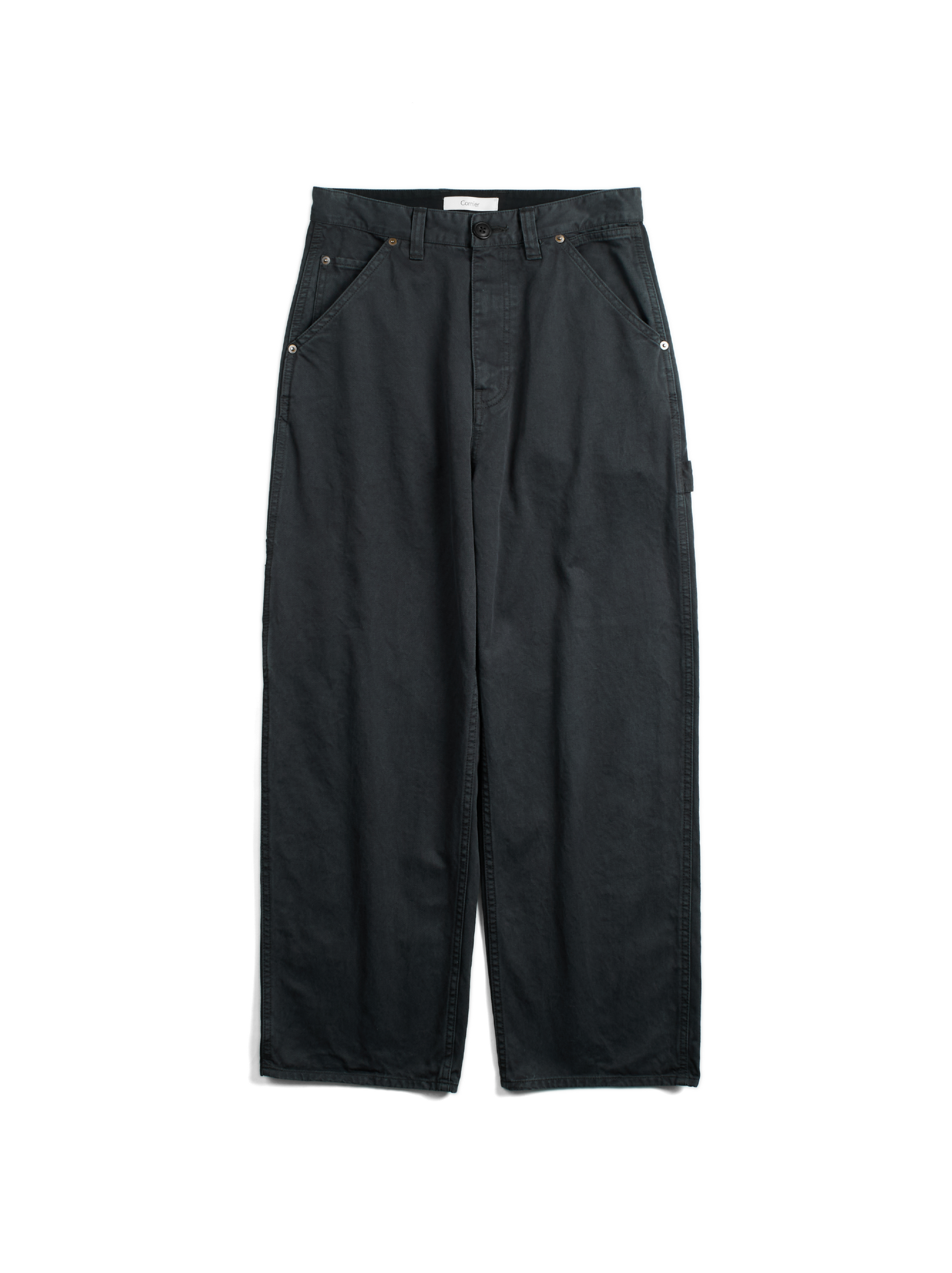 GARMENT DYED FINX/ZIMBABWE COTTON TWILL PAINTER PANTS|INK BLACK GARMENT DYED FINX/ZIMBABWE COTTON TWILL PAINTER PANTS|INK BLACK