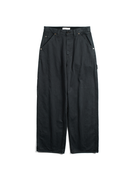 GARMENT DYED  FINX/ZIMBABWE COTTON TWILL PAINTER PANTS｜INK BLACK