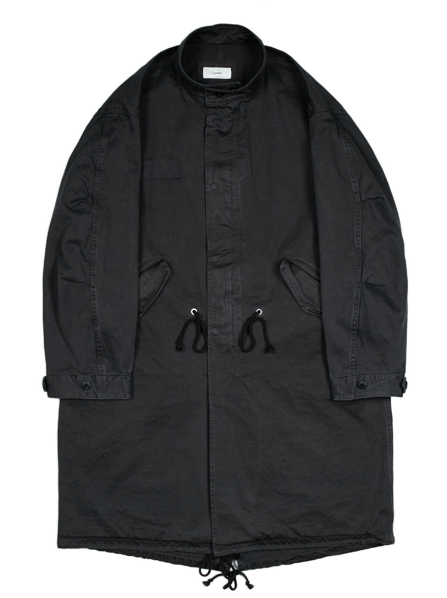 GARMENT DYED FINX/ZIMBABWE COTTON M-65 FISHTAIL COAT｜INK BLACK