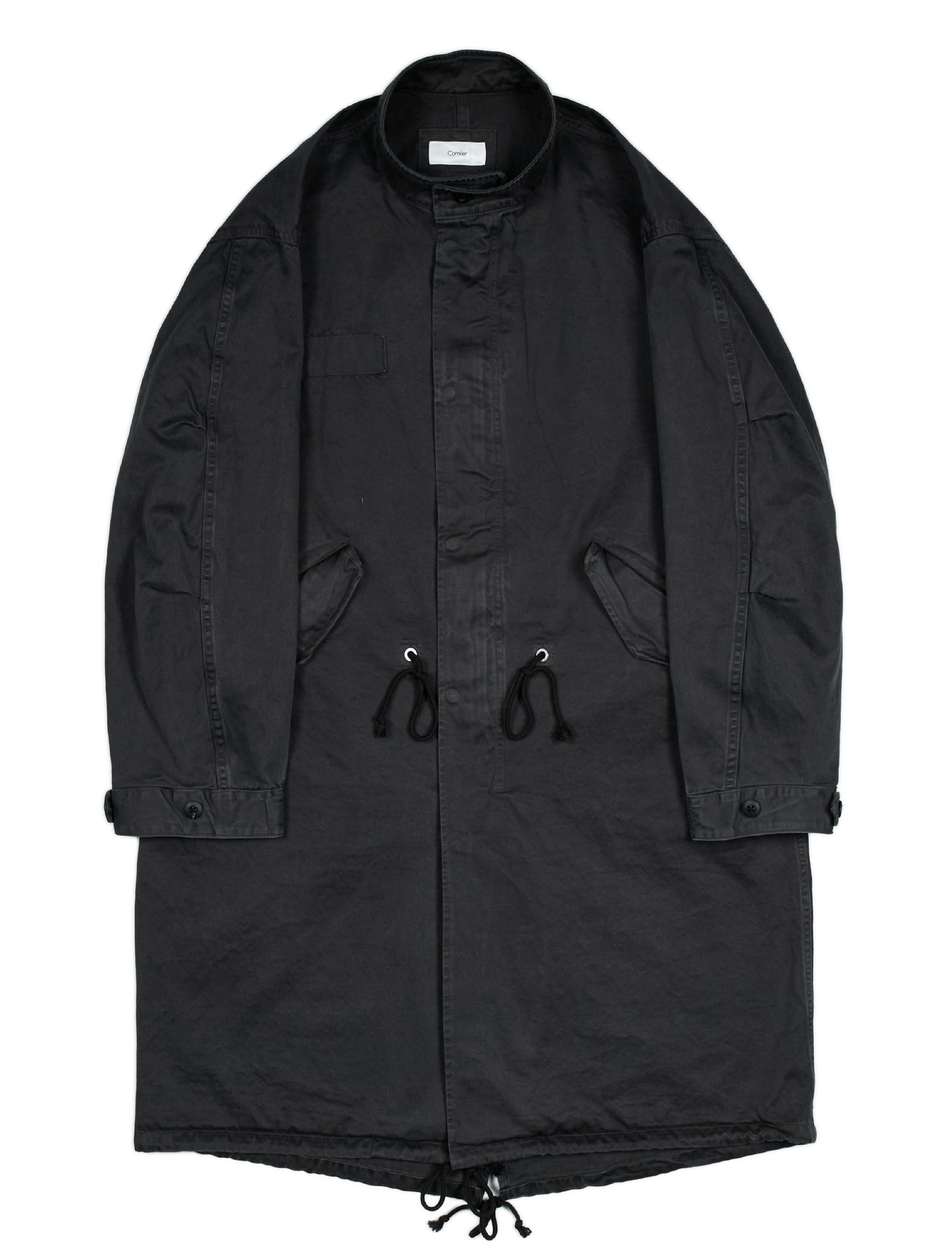 GARMENT DYED FINX/ZIMBABWE COTTON M-65 FISHTAIL COAT｜INK BLACK