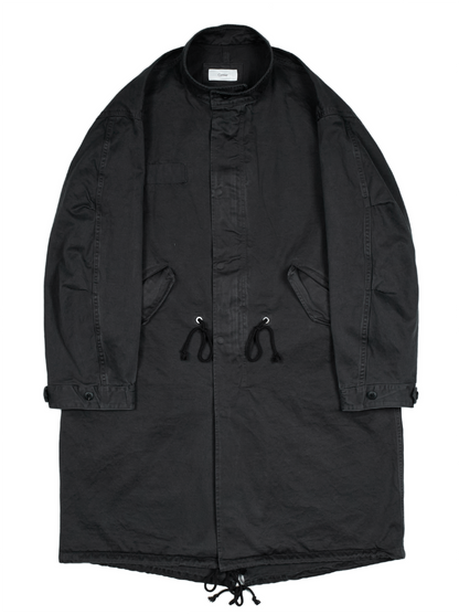 GARMENT DYED FINX/ZIMBABWE COTTON M-65 FISHTAIL COAT｜INK BLACK