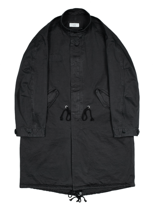 GARMENT DYED FINX/ZIMBABWE COTTON M-65 FISHTAIL COAT｜INK BLACK