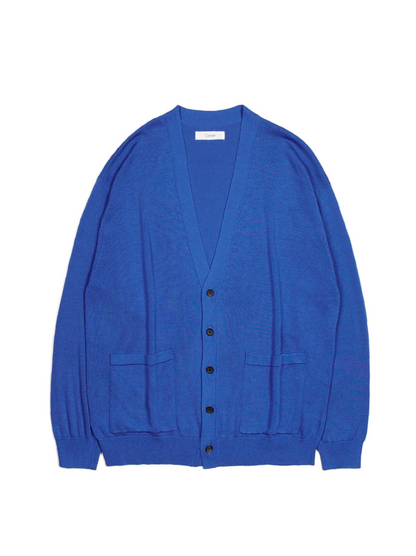 HIGH-TWIST 3PLY SILK KNIT CARDIGAN｜BLUE