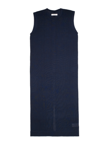 HIGH-TWIST SILK KNIT DRESS｜NAVY