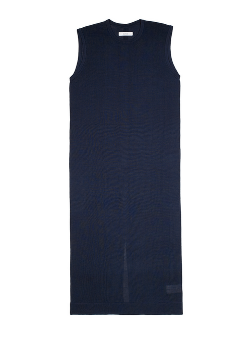 HIGH-TWIST SILK KNIT DRESS｜NAVY