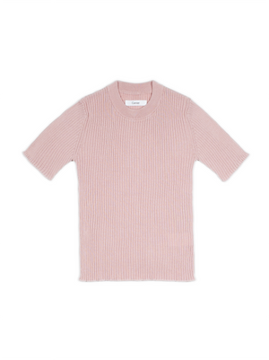HIGH-TWIST SILK RIB KNIT PULLOVER｜PINK