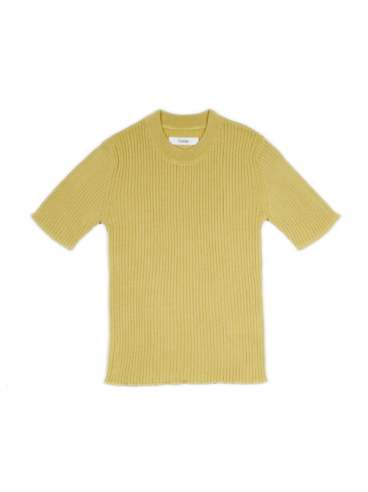 HIGH-TWIST SILK RIB KNIT PULLOVER｜YELLOW