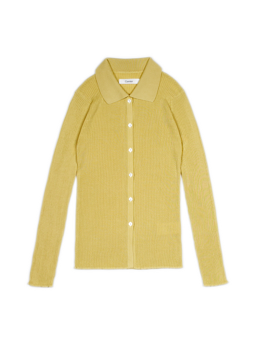 HIGH-TWIST SILK RIB KNIT SHIRTS｜YELLOW
