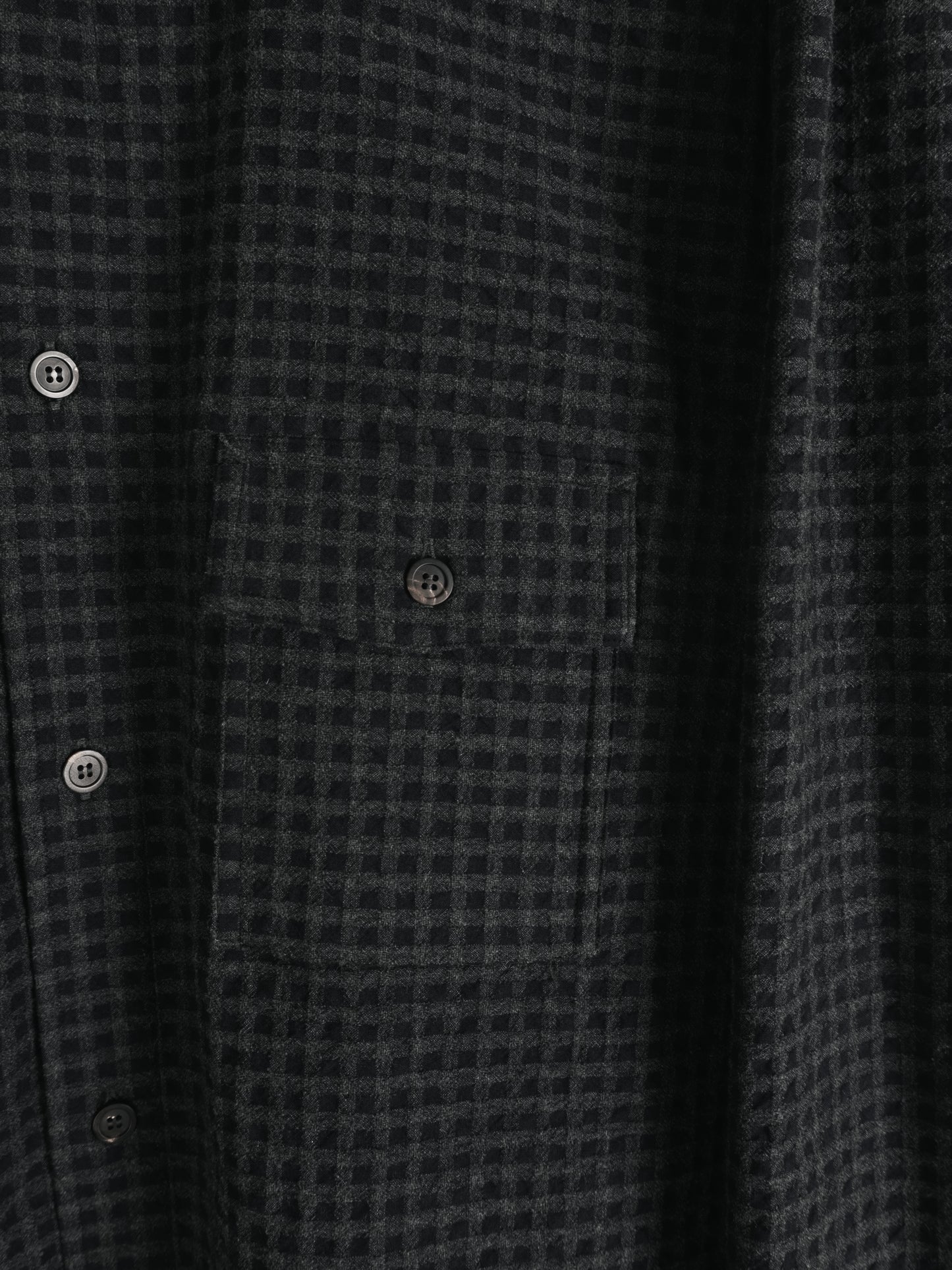 Super130's WOOL/COTTON SHRINK GACHA-POKE SHIRTS｜NAVY CHECK