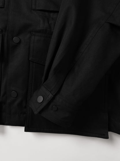 FINX COTTON GABARDINE UTILITY BLOUSON｜BLACK