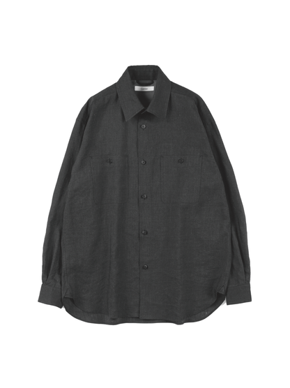 LINEN/PAPER/WOOL WASHED TWILL W POCKET SHIRTS|TOP BLACK – Cornier LINEN/PAPER/WOOL WASHED TWILL W POCKET SHIRTS|TOP BLACK – Cornier