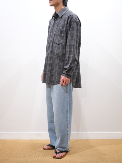 SILK/COTTON VINTAGE DENIM PANTS｜LIGHT BLUE