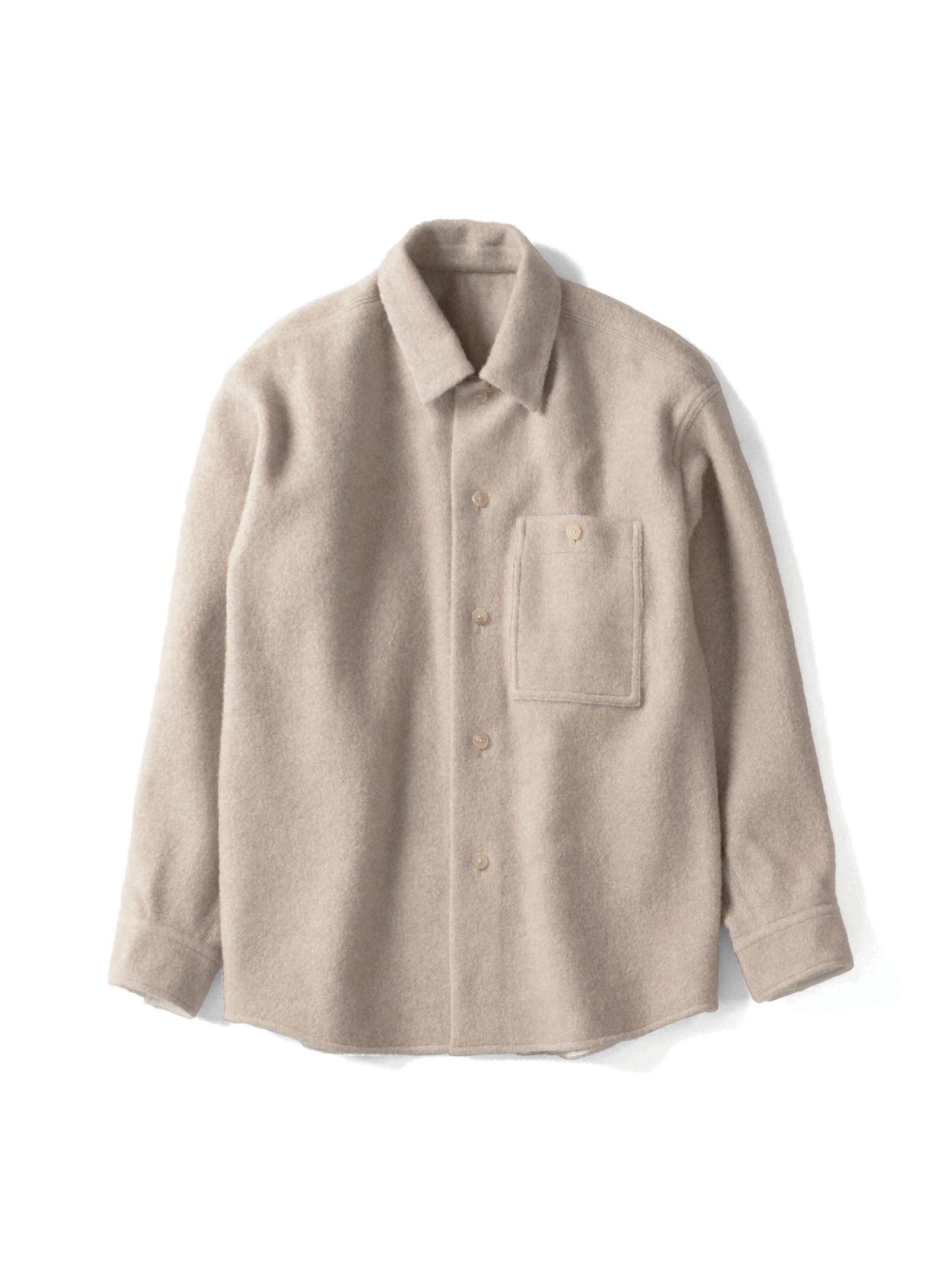 LAMB WOOL CASHMERE MOSSER OVER SHIRTS｜NATURAL