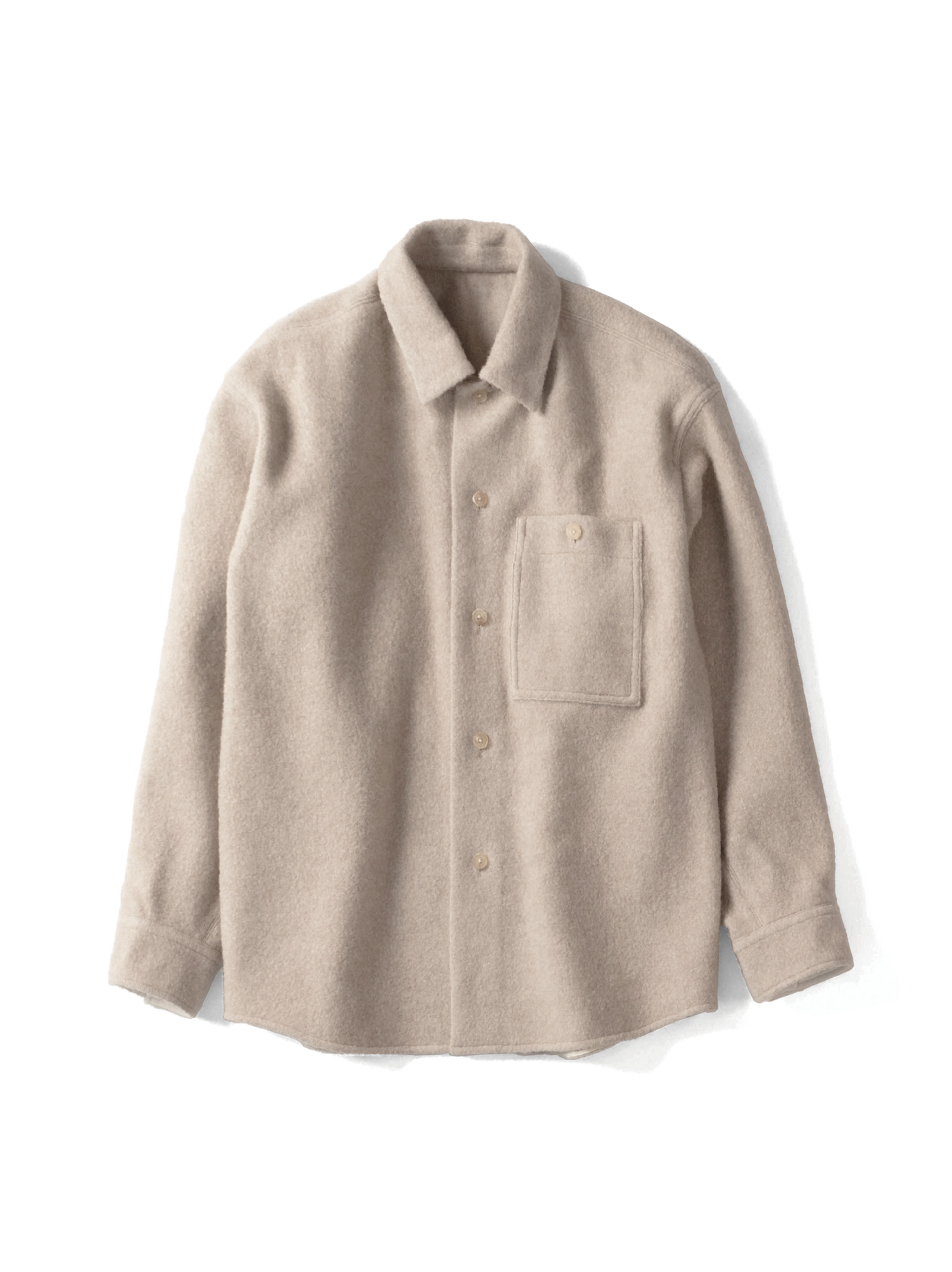 Lamb Wool Cashmere Mosser Over Shirts｜Natural – Cornier