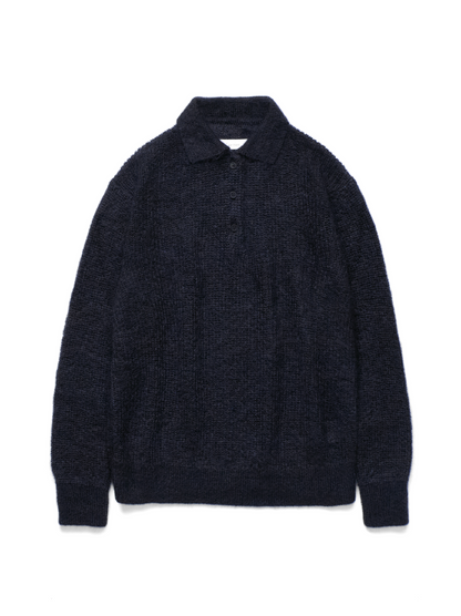 MOHAIR/SILK POLO SHIRTS｜DARK NAVY