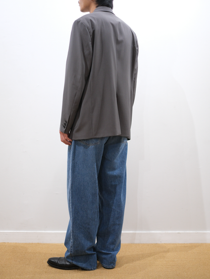 SILK/COTTON VINTAGE DENIM PANTS｜BLUE