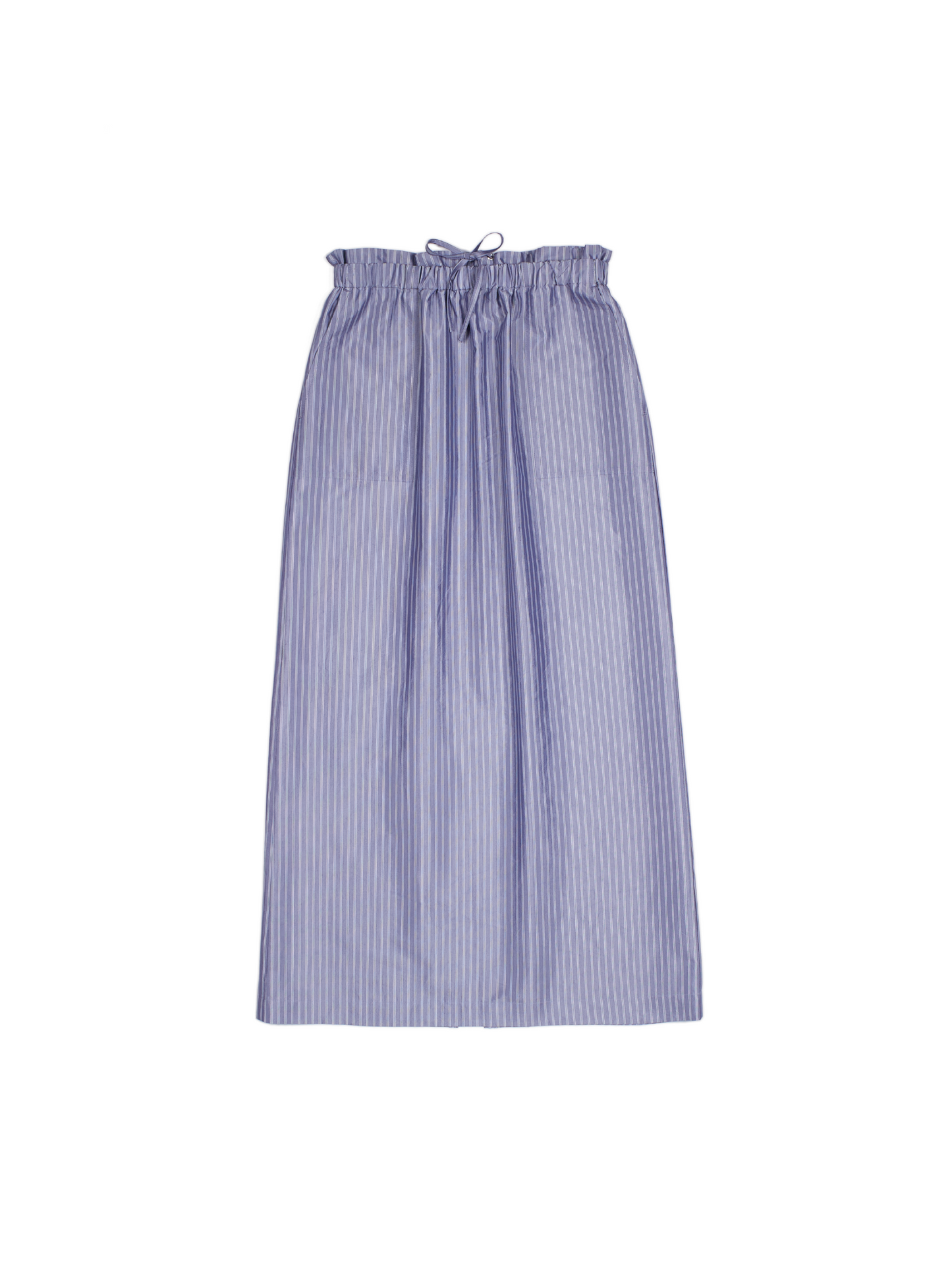 RAW SILK/GIZA STRIPE SKIRT｜BLUE