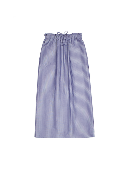 RAW SILK/GIZA STRIPE SKIRT｜BLUE