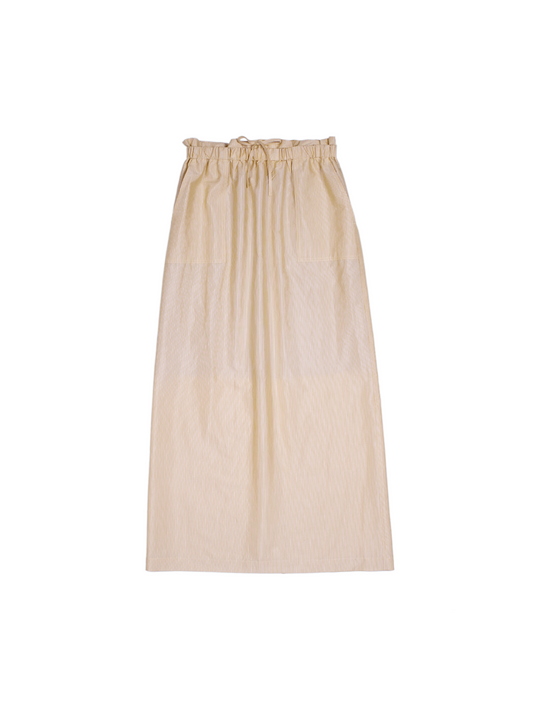 RAW SILK/GIZA STRIPE SKIRT｜YELLOW