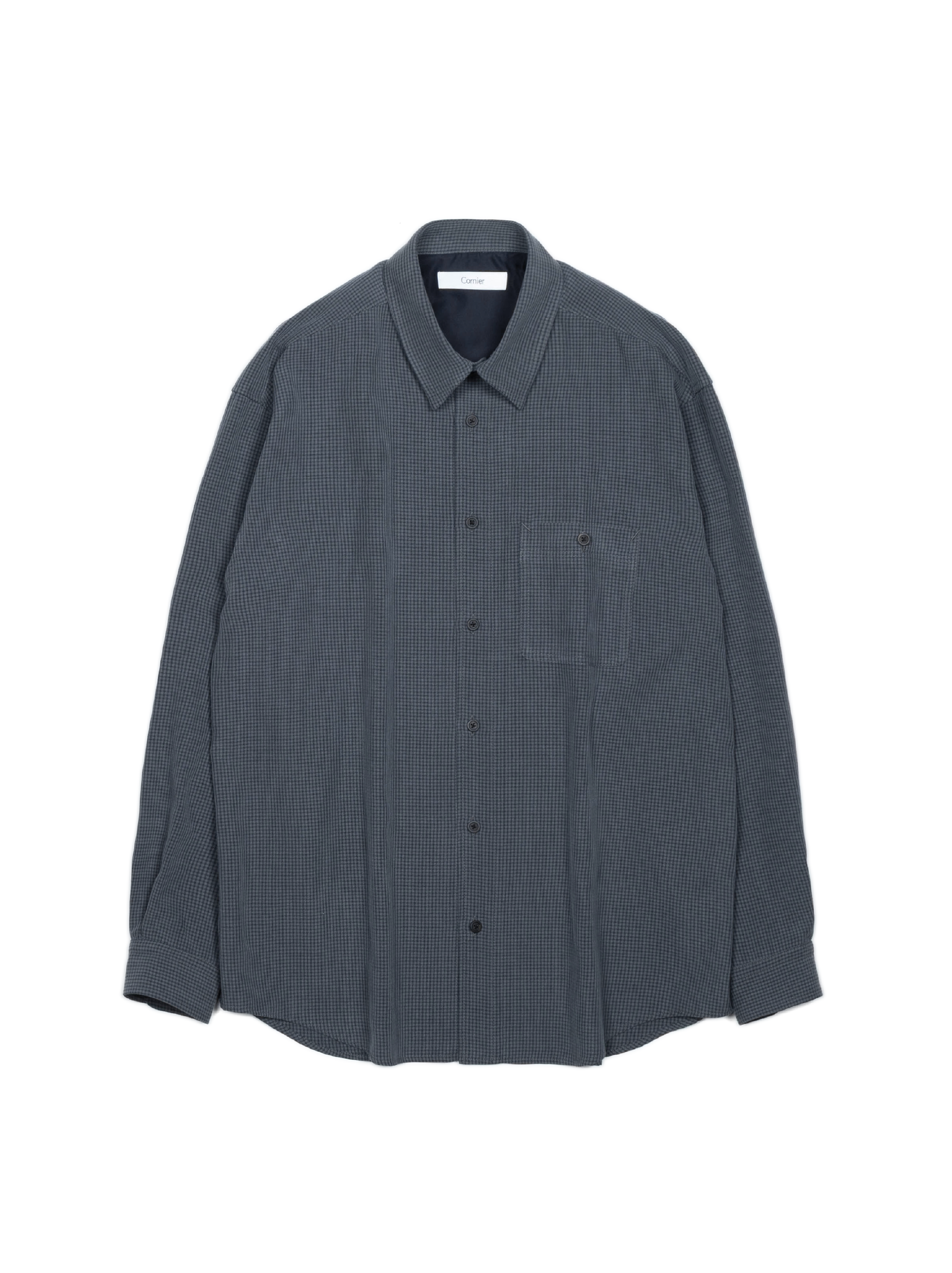 SILK GABARDINE CHECK SHIRTS｜NAVY CHECK – Cornier