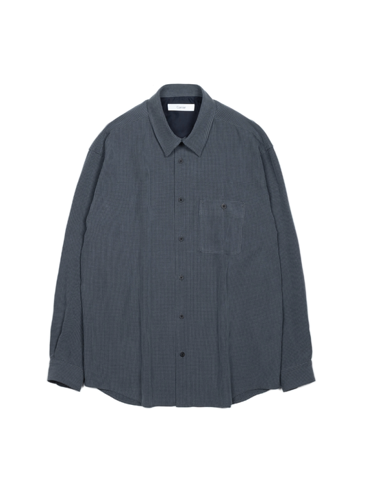 SILK GABARDINE CHECK SHIRTS｜NAVY CHECK