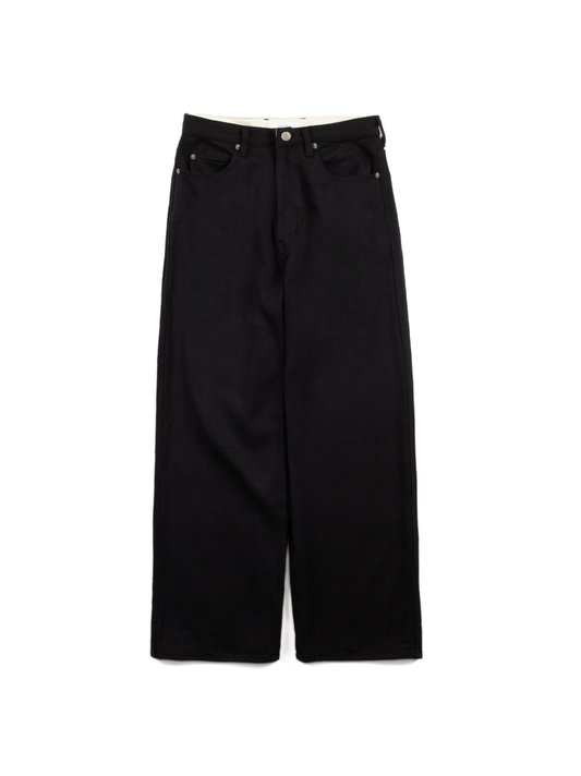 SILK NEP DENIM PANTS｜BLACK