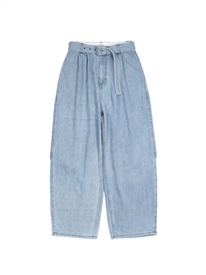 SILK/COTTON DENIM PANTS for WOMEN｜LIGHT BLUE