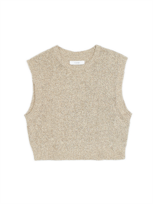 SILK/COTTON KNIT JERSEY PULLOVER｜HEATHER BROWN