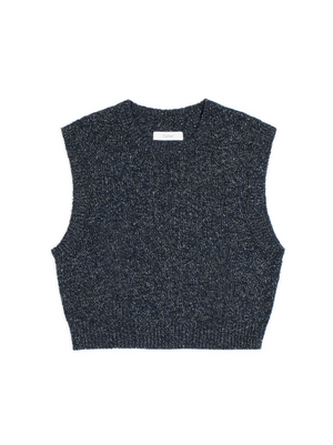 SILK/COTTON KNIT JERSEY PULLOVER｜HEATHER NAVY
