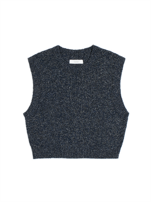 SILK/COTTON KNIT JERSEY PULLOVER｜HEATHER NAVY
