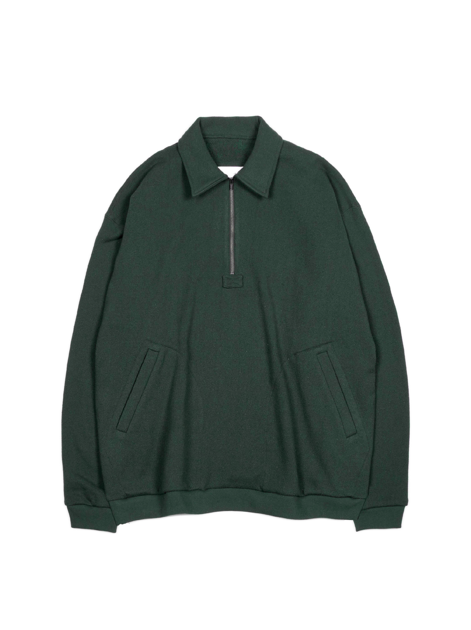 SILK/COTTON LOOPBACK FLEECE HALF ZIP SHIRTS｜GREEN – Cornier