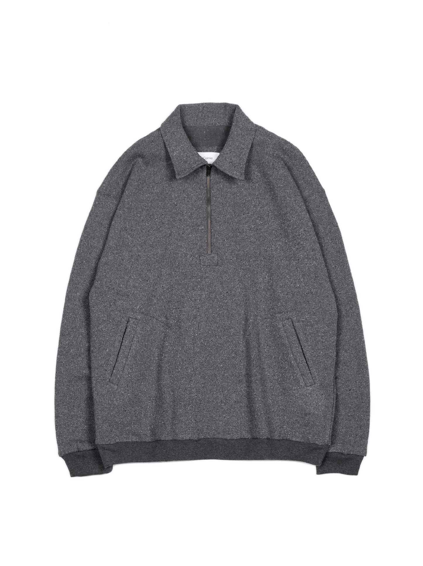 SILK/COTTON LOOPBACK FLEECE HALF ZIP SHIRTS｜TOP GRAY