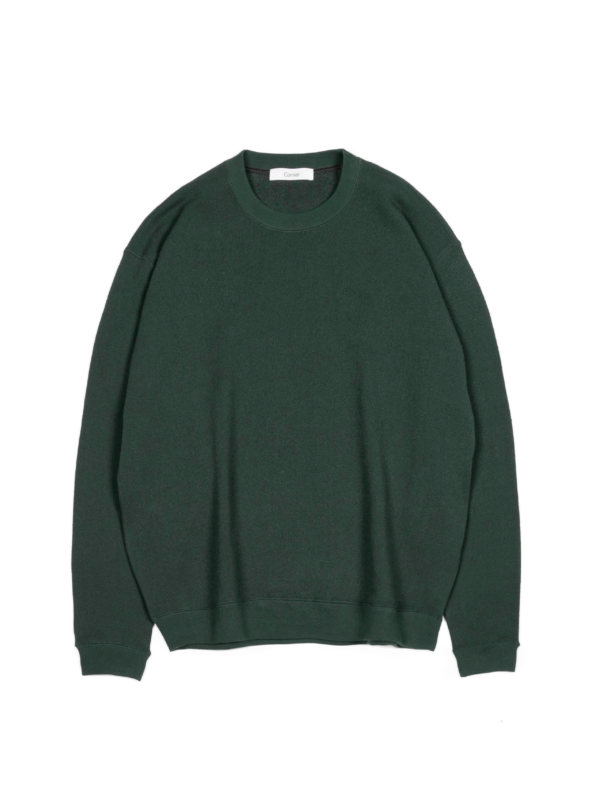 SILK/COTTON LOOPBACK FLEECE SWEAT SHIRTS|GREEN – Cornier SILK/COTTON LOOPBACK FLEECE SWEAT SHIRTS|GREEN – Cornier