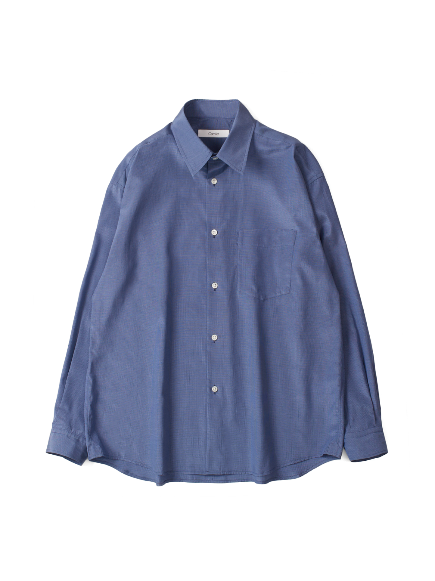 SILK/COTTON MICRO GINGHAM CHECK SHIRTS｜BLUE