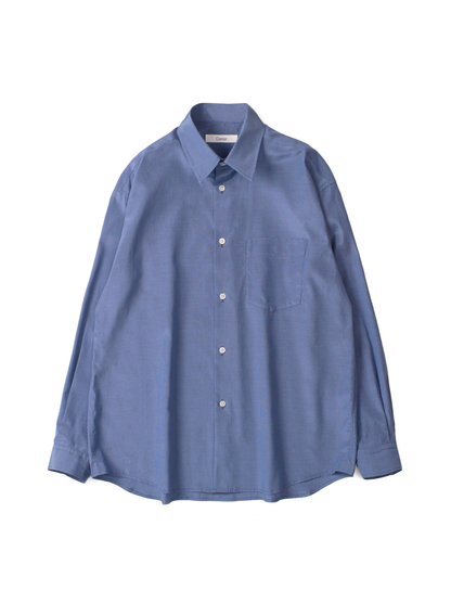SILK/COTTON MICRO GINGHAM CHECK SHIRTS｜BLUE