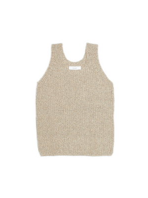 SILK/COTTON RIB KNIT PULLOVER｜HEATHER BROWN